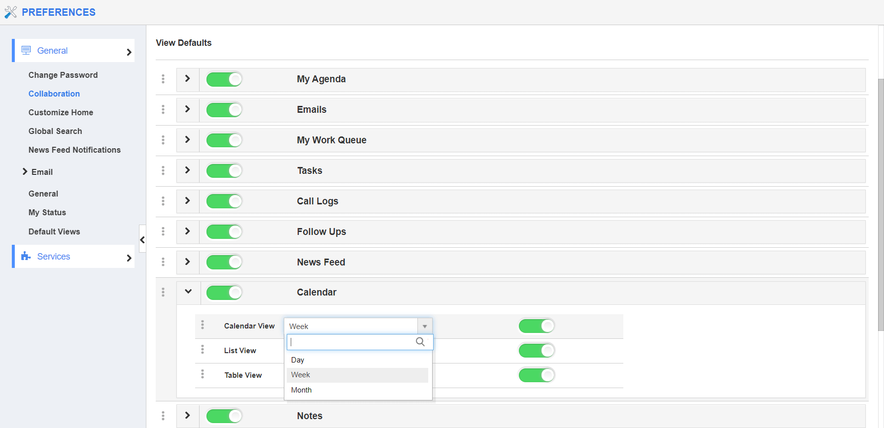Default Calendar View Default Calendar View