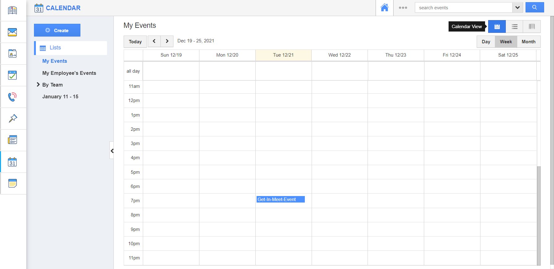 Default calendar view