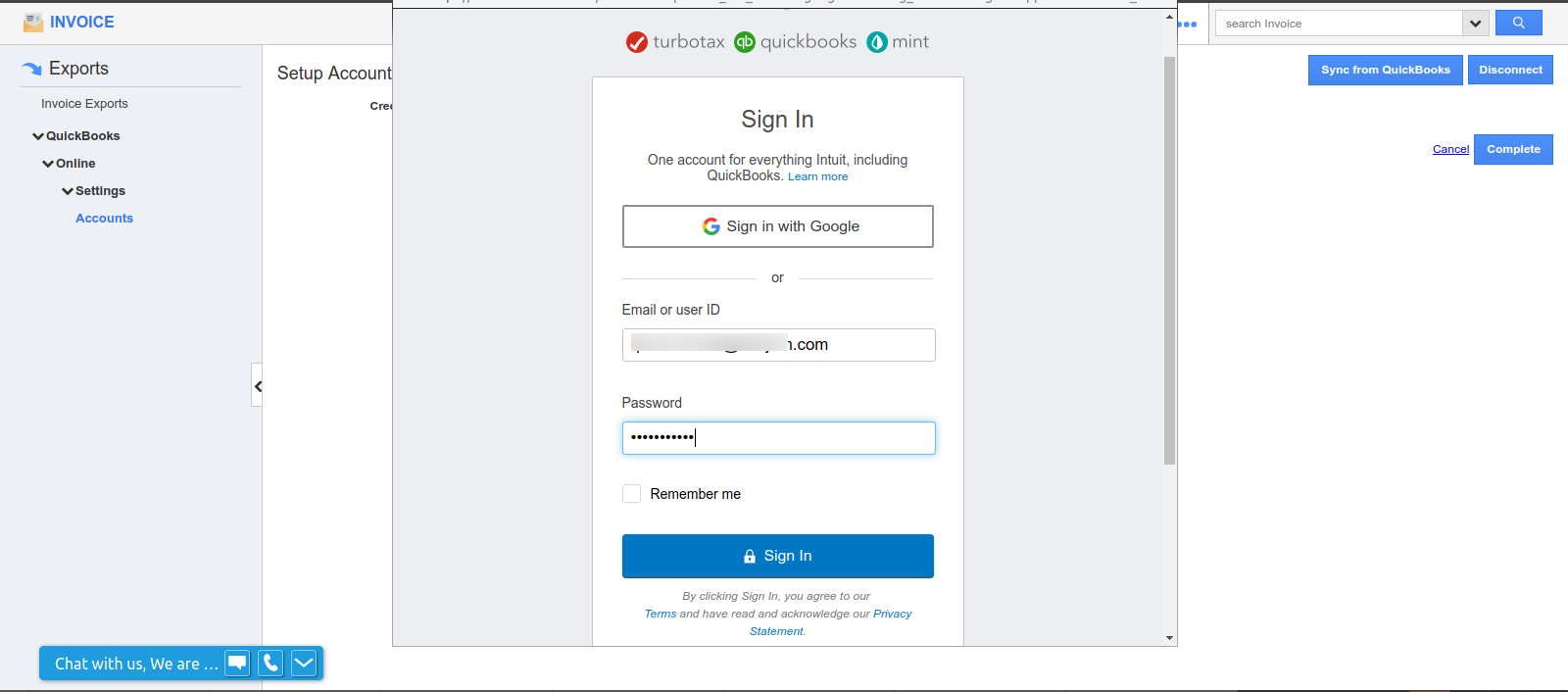 Apptivo QuickBooks upgrade to OAuth 2.0