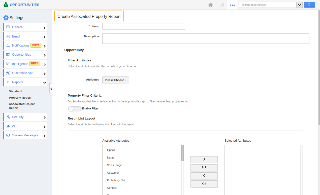 Create Associated Property Report