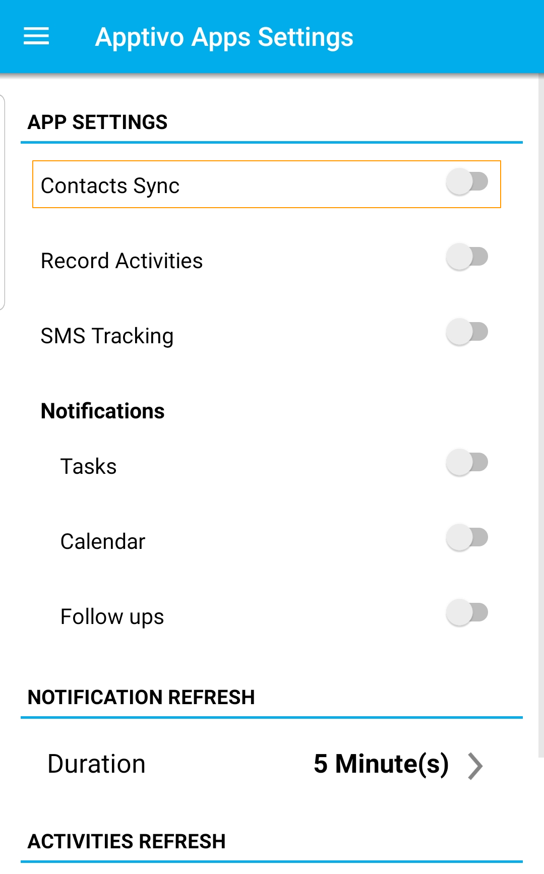 Sync Settings