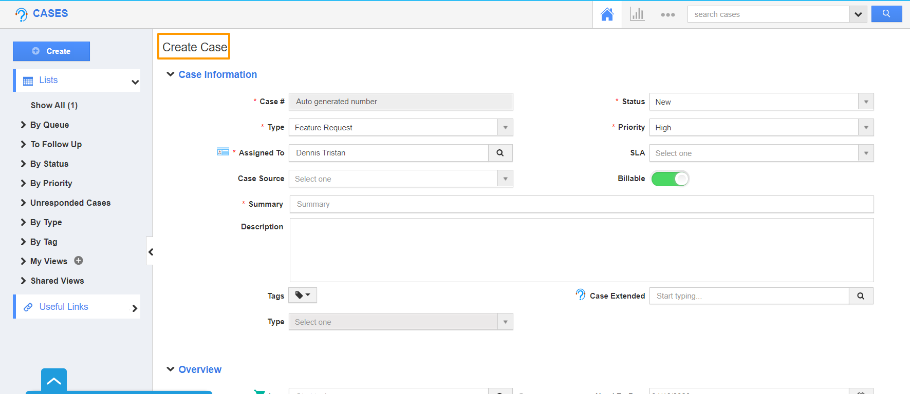 How to sort the attributes of the Cases Extended App search table in