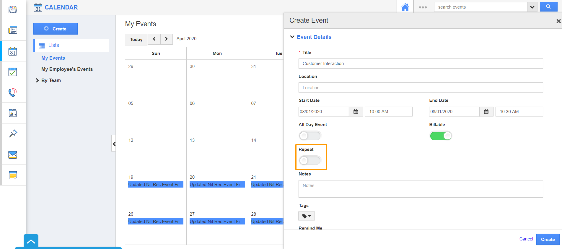 How to sync a recurring event with Office 365 Calendar?