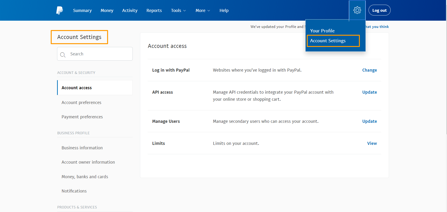 PayPal Settings