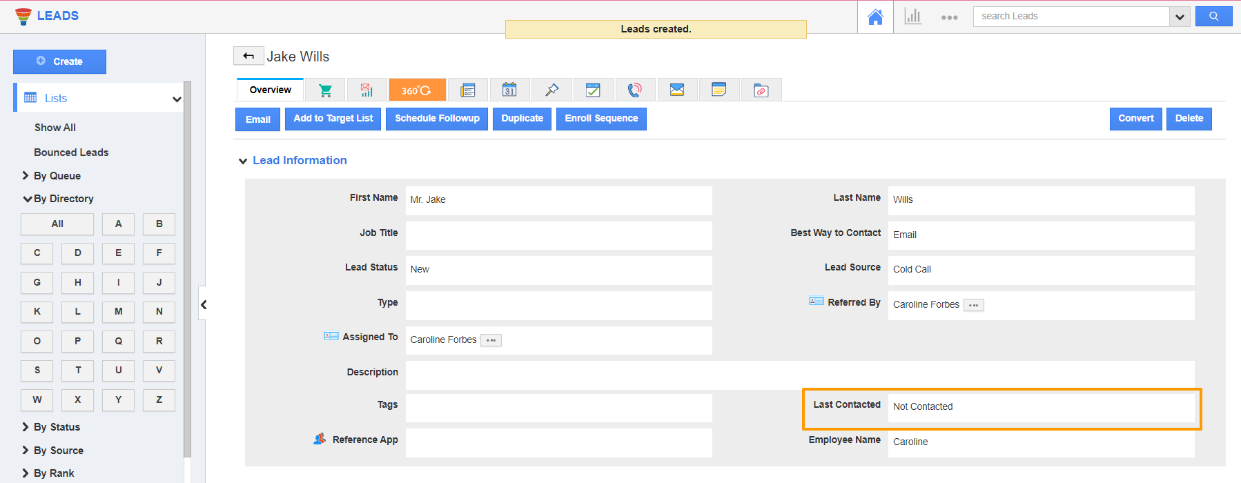 Leads Overview