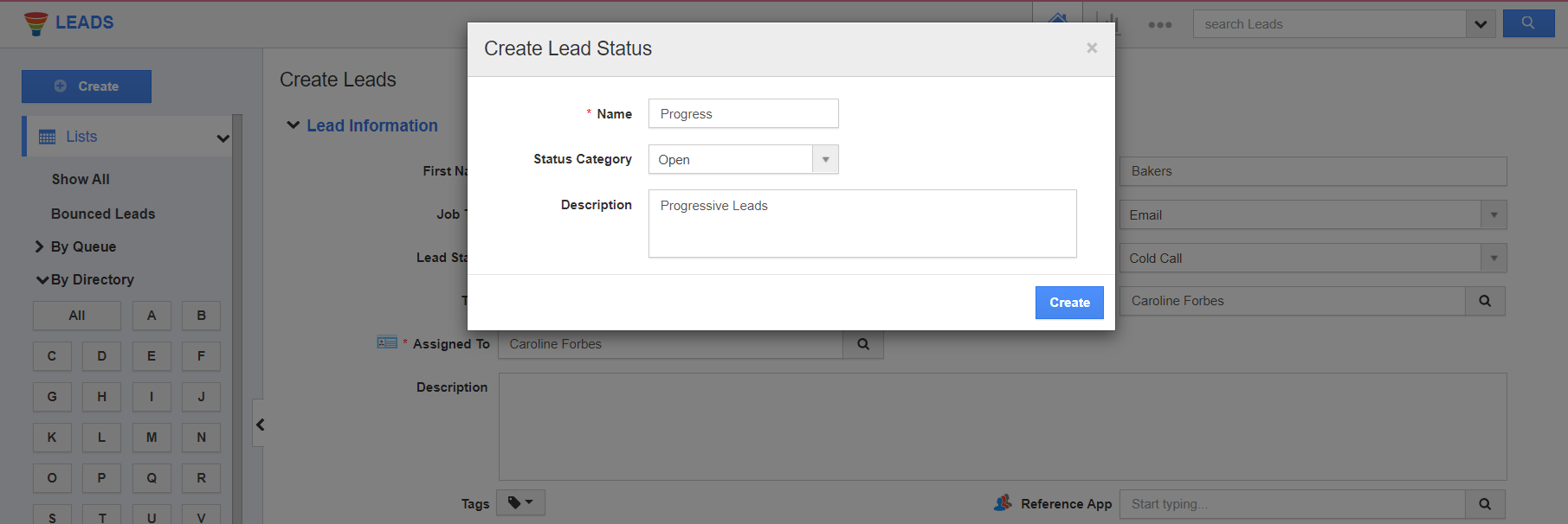 Create Lead Status