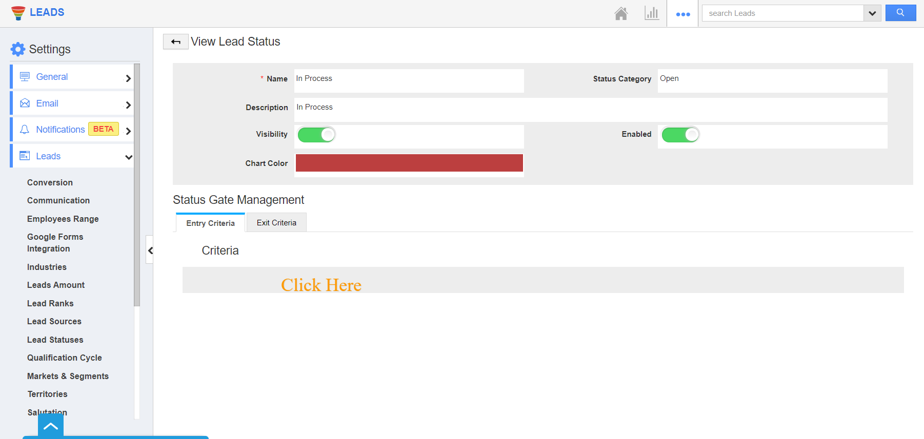 View Lead Status