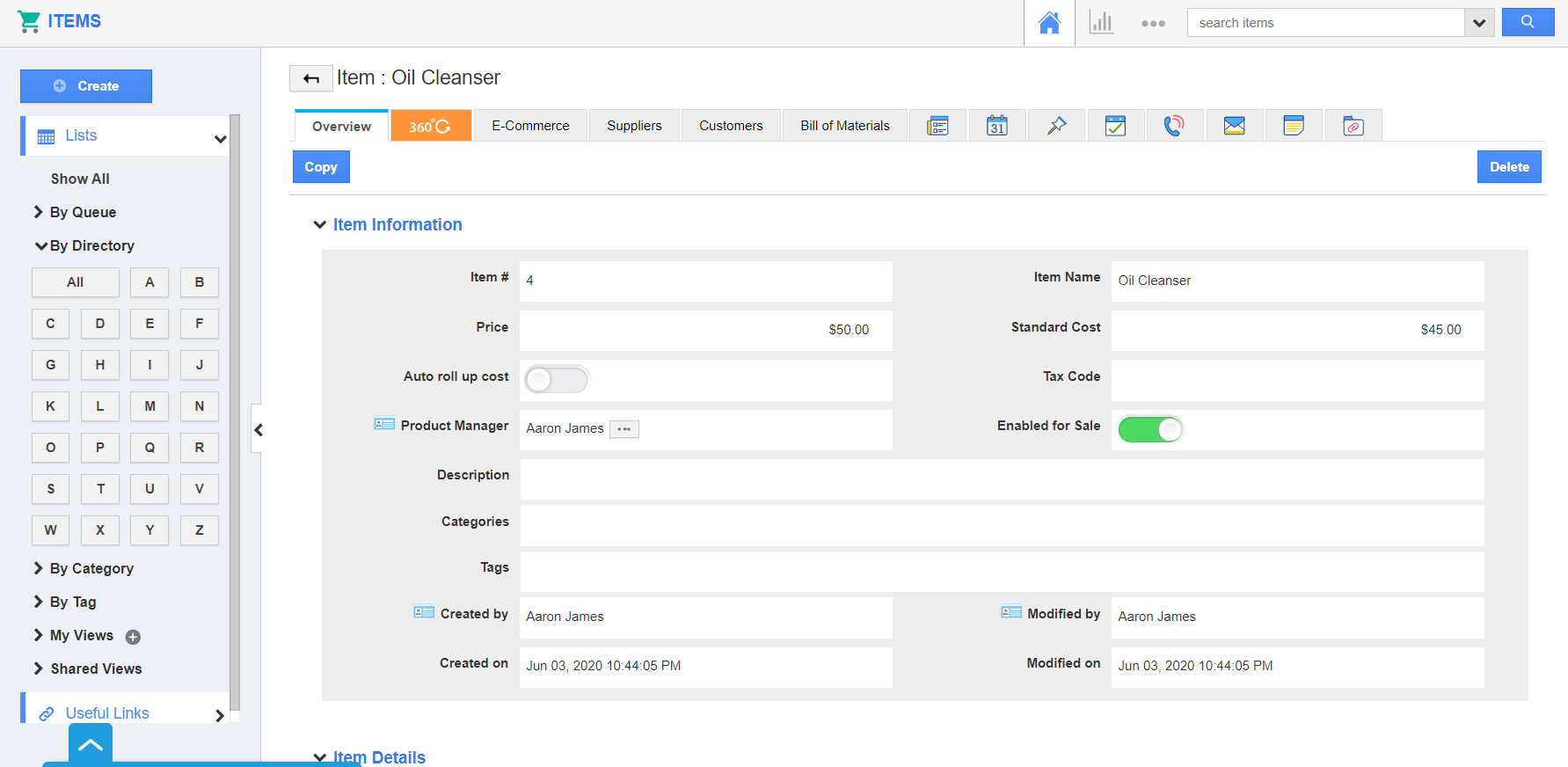 Overview Page