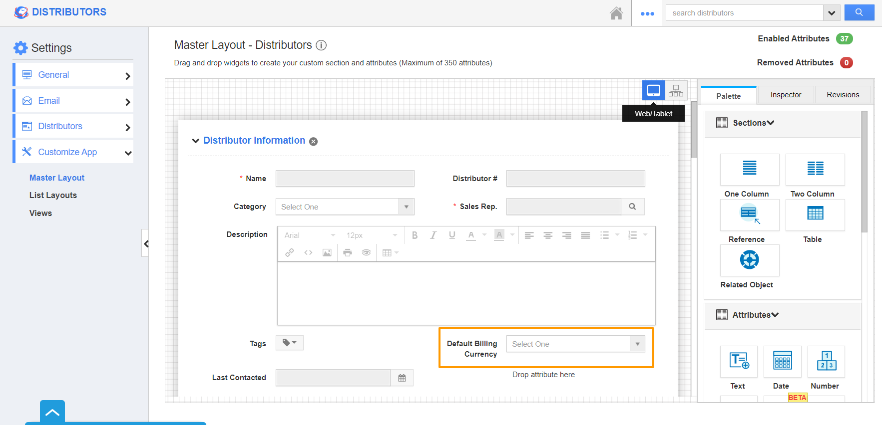 How do I add Default Billing Currency Field in the Create Distributor page?