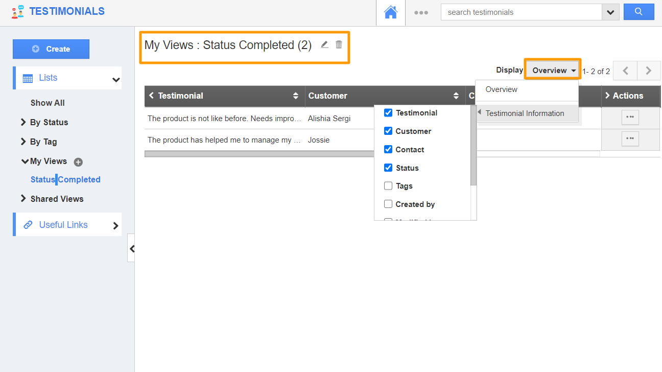 View Dropdown