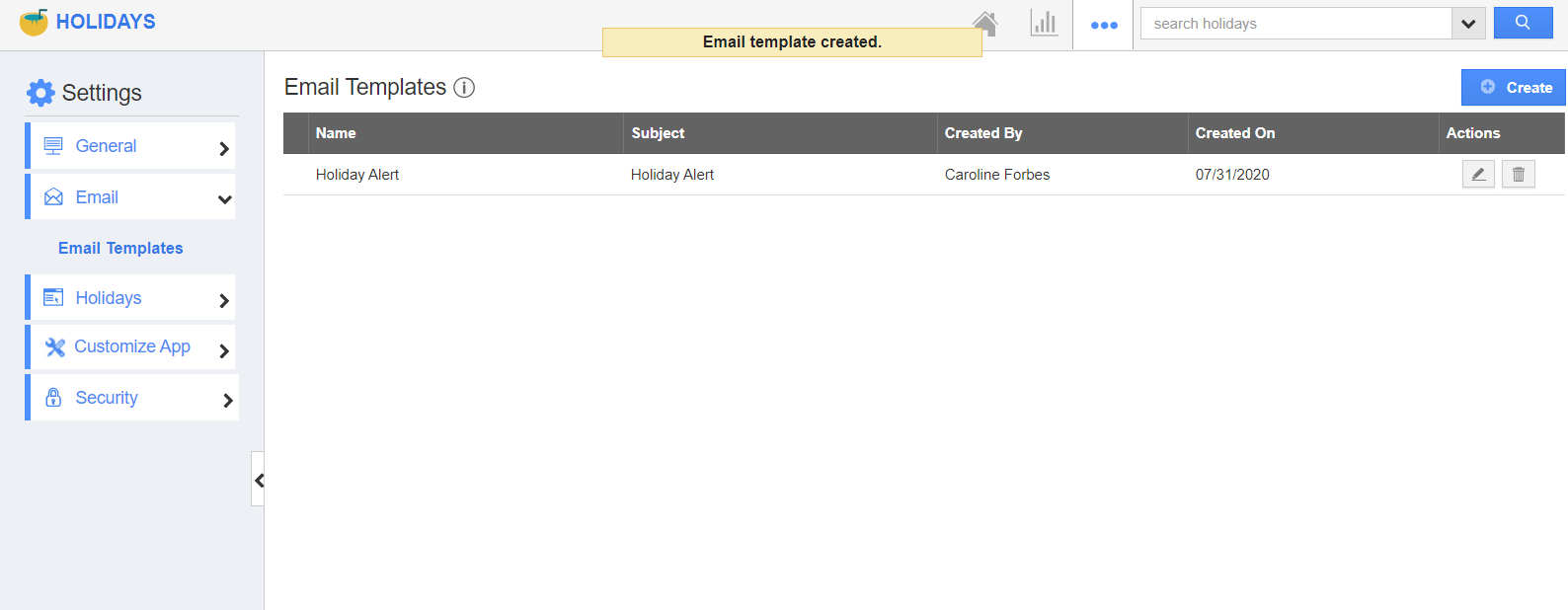 Template Created