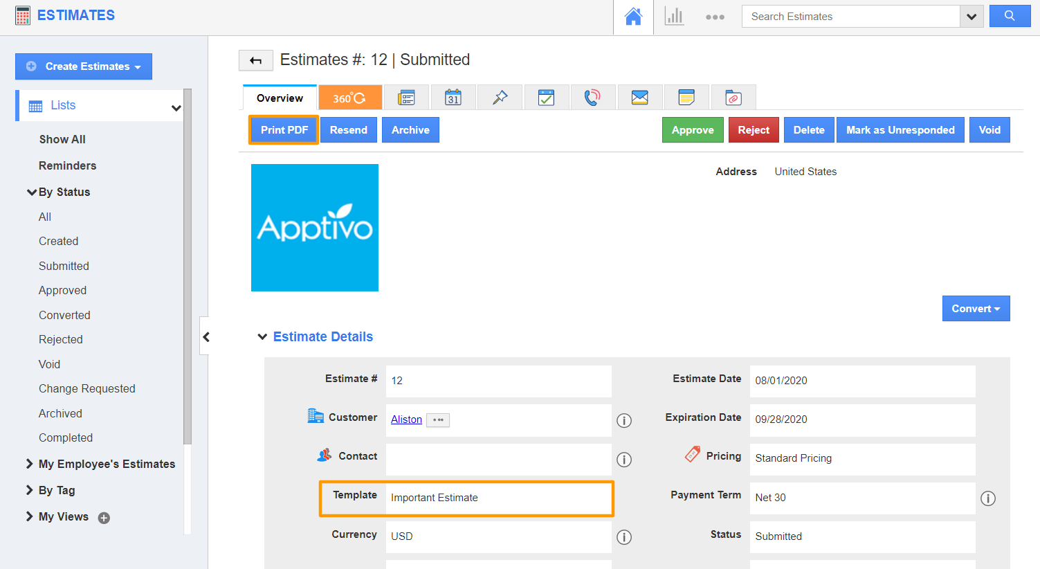 How to configure the file name prefix in Apptivo?