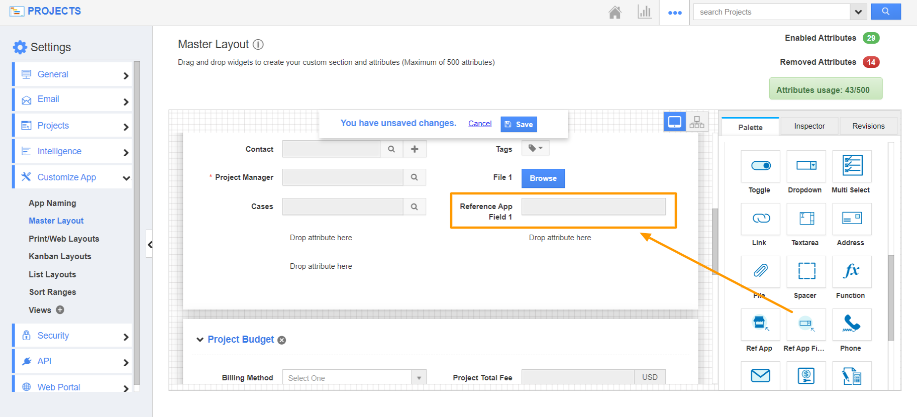 How to add Ref App Fields in the Projects app of Apptivo?