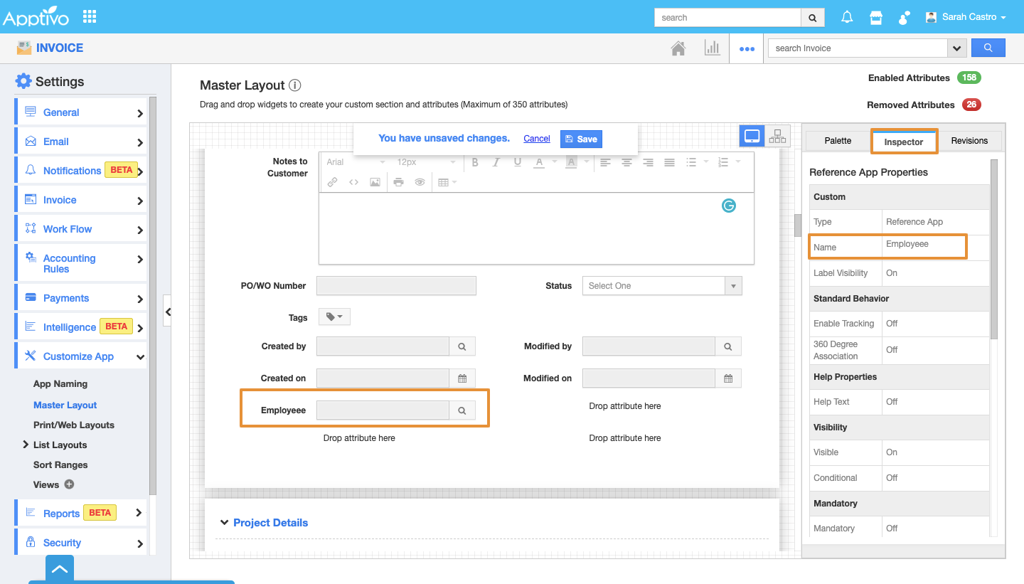 How to Create Reference App Attributes in Invoices App?