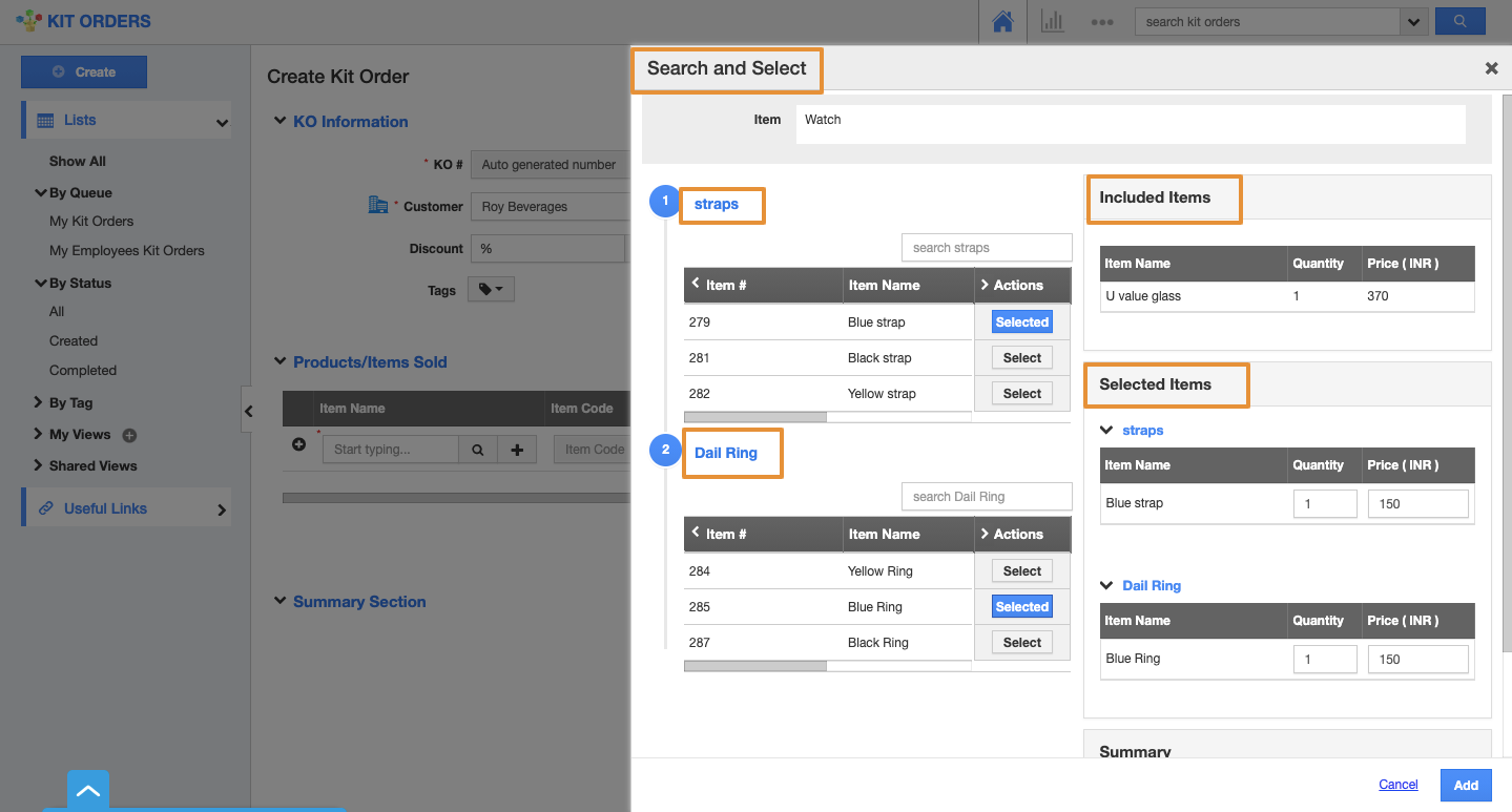 How to create Kit orders with configurable Items?