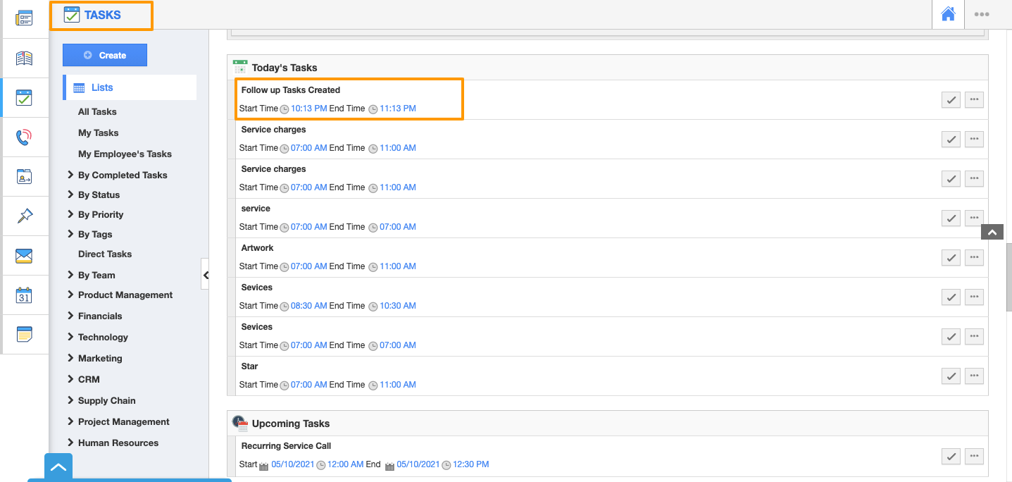 Tasks Created