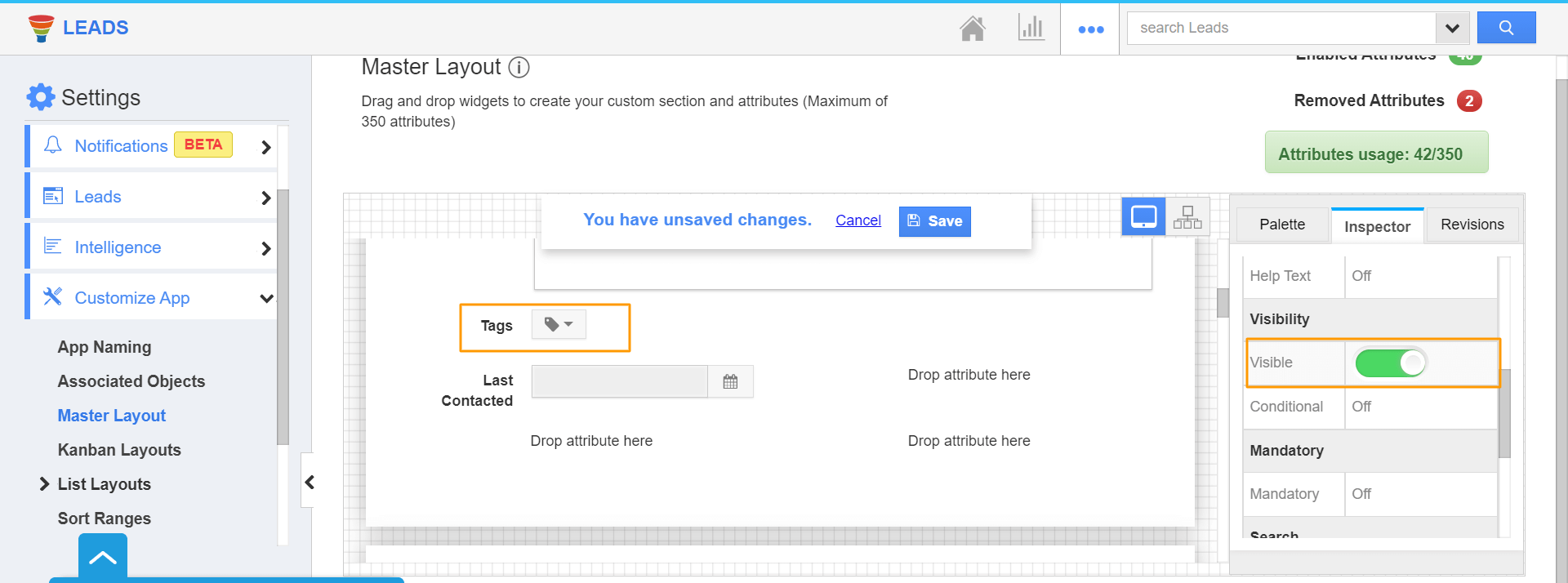 Visibility toggle