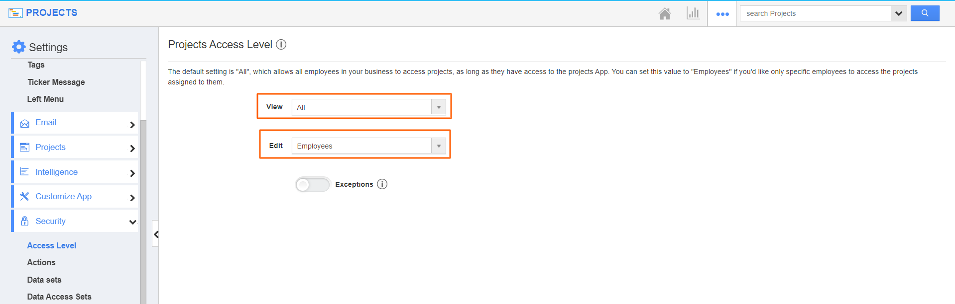Projects-View and Edit