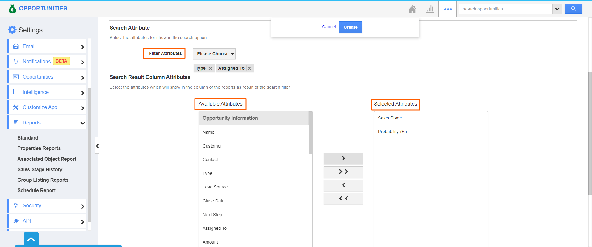 Search Column Attributes