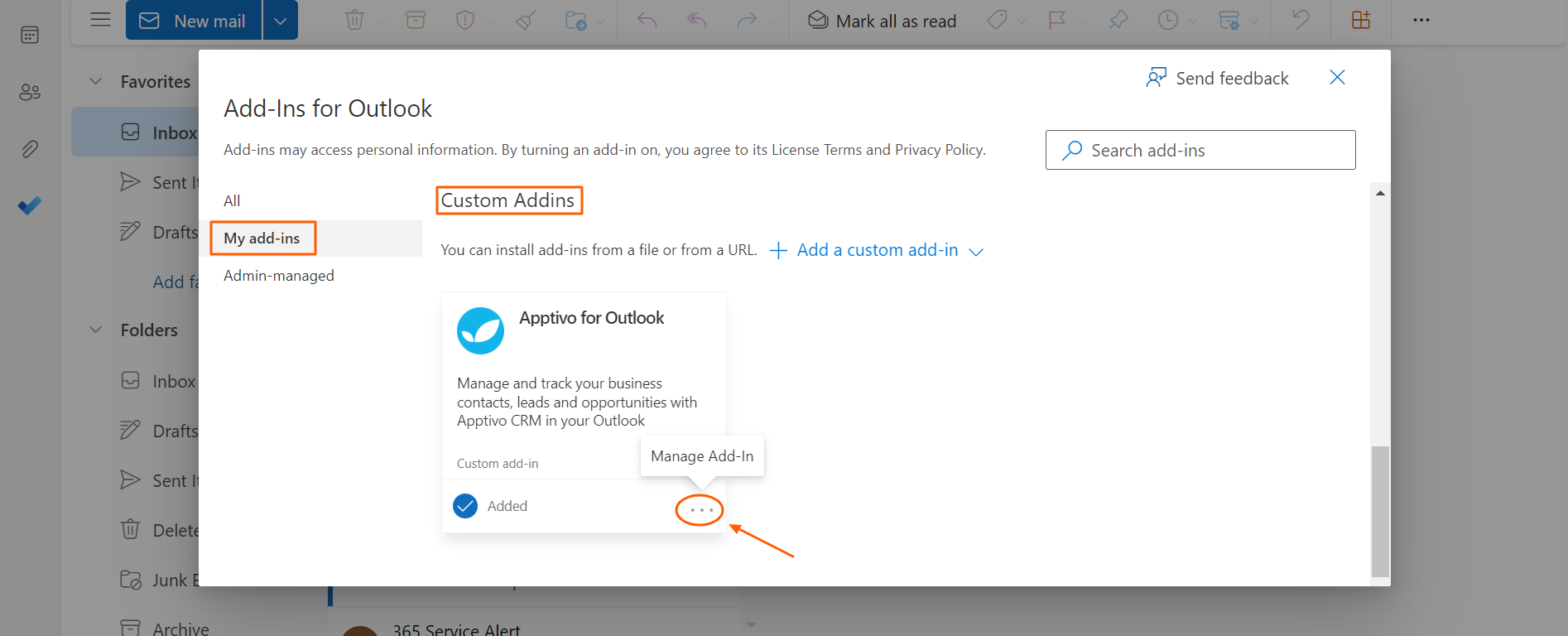 Outlook - Manage Addin