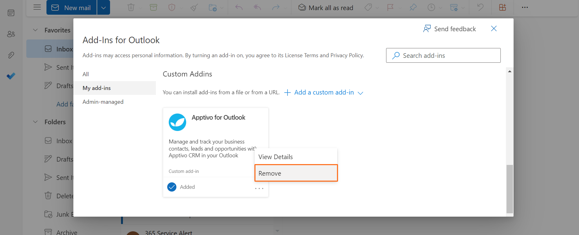 Outlook - Admins Remove