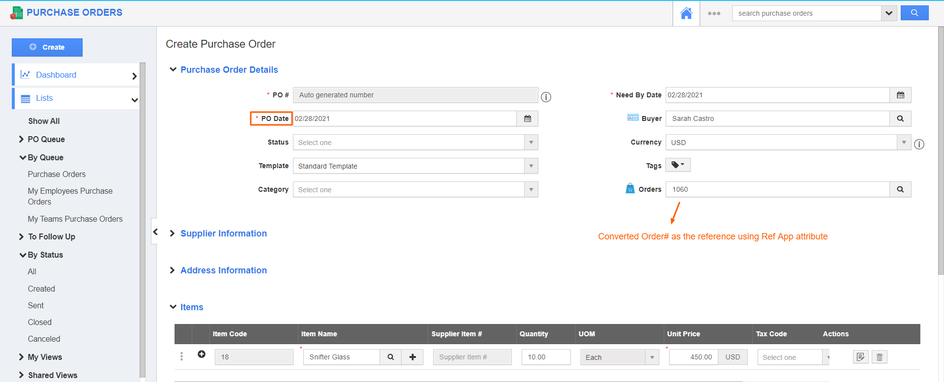 Purchase Orders - Converted PO