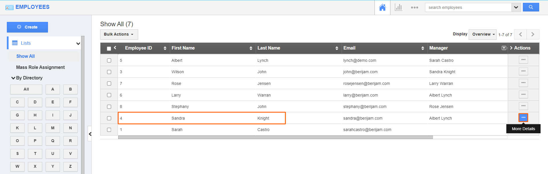 Employees - Sandra More Details