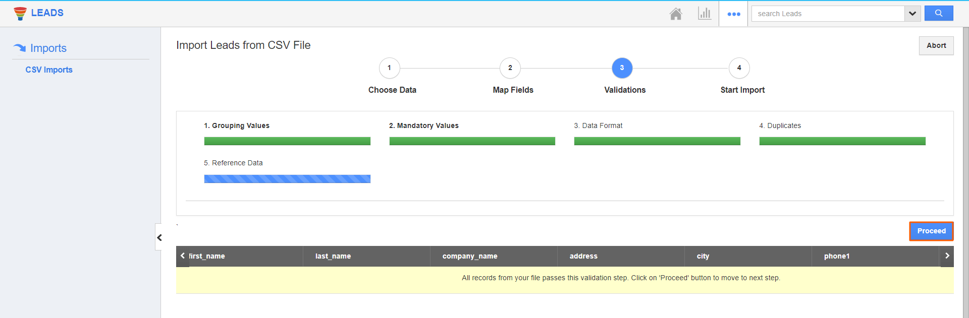 Leads - 5th step Proceed