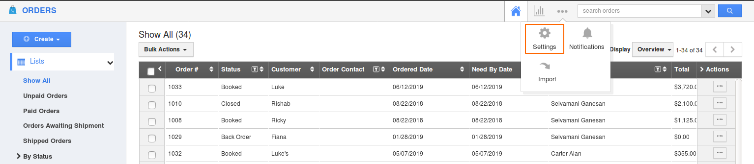 Settings-in-order
