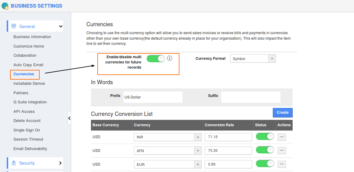 Enable toggle