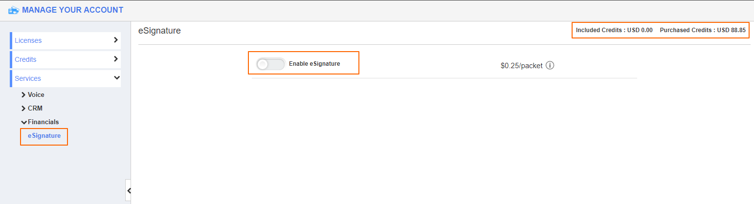 Enable eSignature