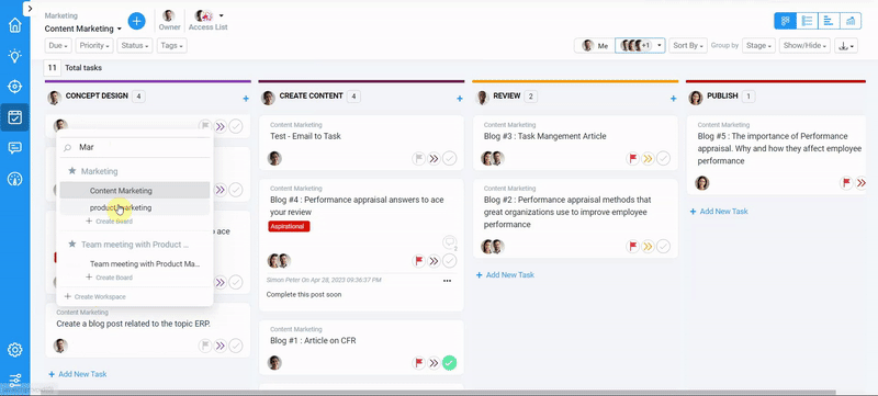 How to move back the Tasks from any Workspace/Board to My Tasks