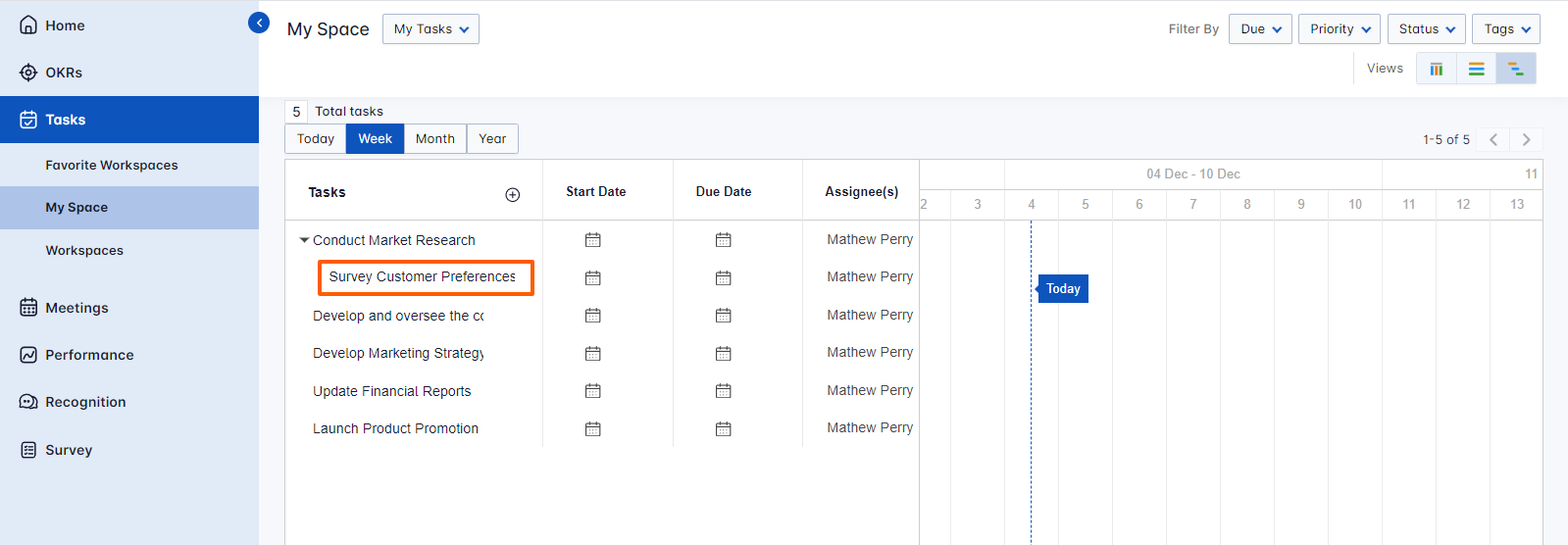 How to create a task from the Gantt chart view? |Q&A| Profit.co