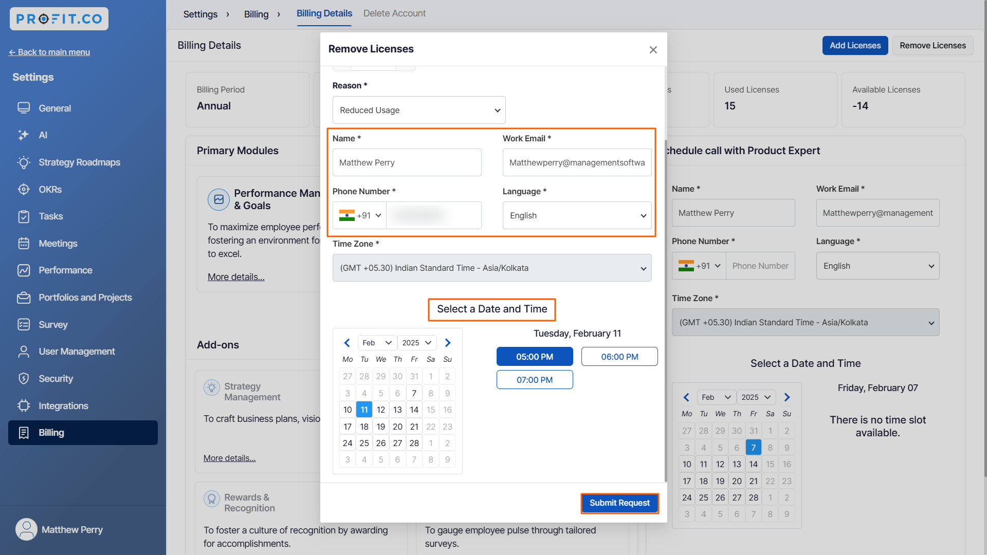 Reduce license | OKRs | Q&A | Profit.co