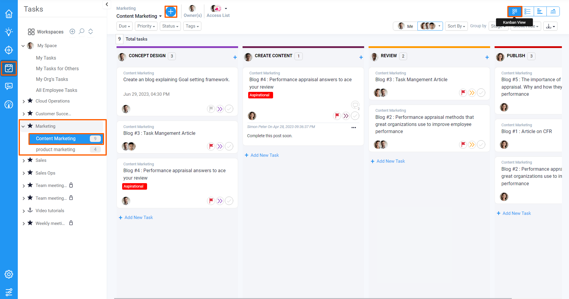 How to create or view a task from the Kanban view? |Q&A| Profit.co