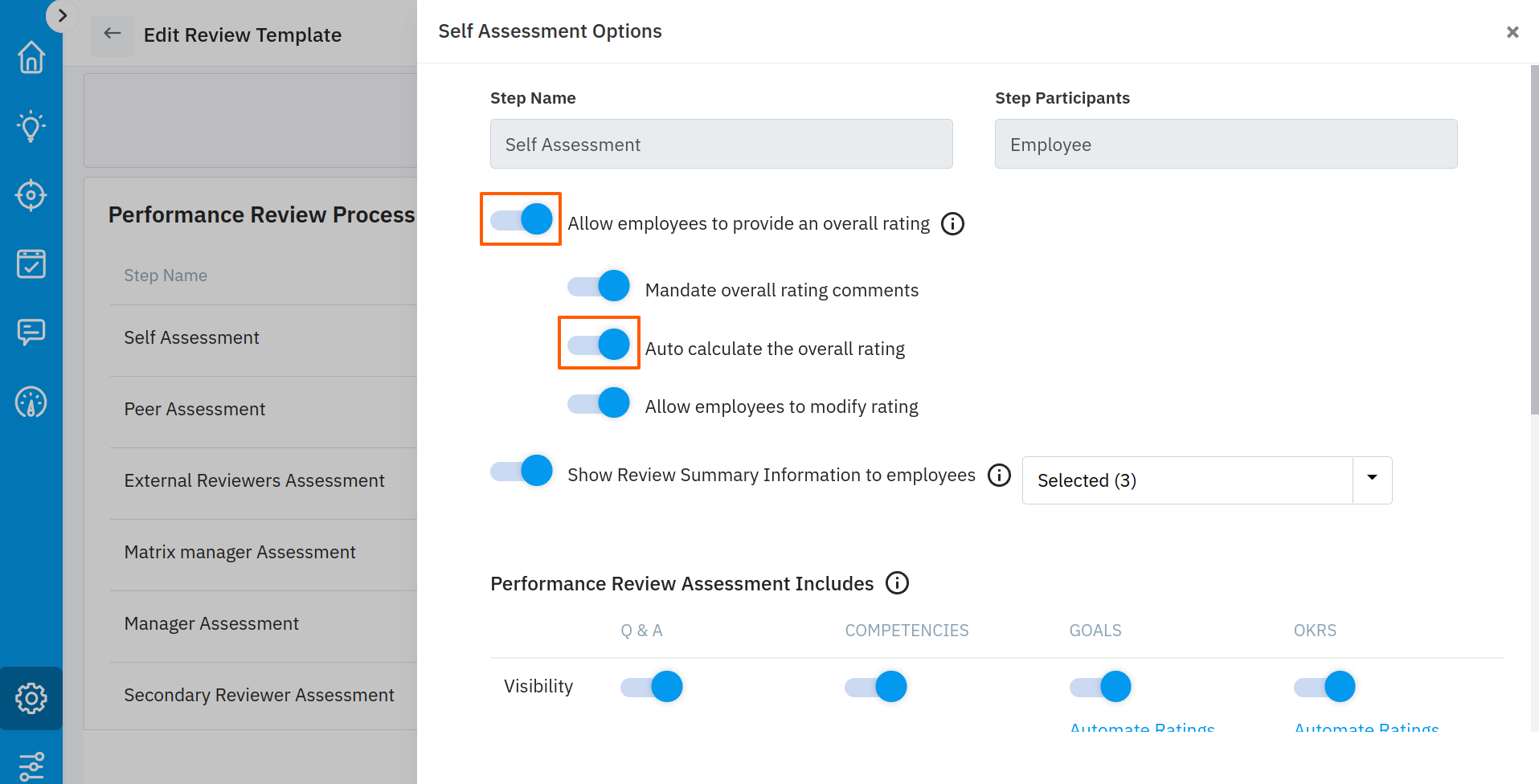 How to automate the overall rating for Self and Manager assessment in a ...