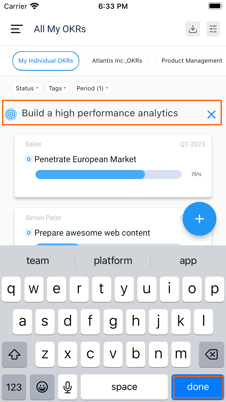 How to create Objectives and Key Results using the mobile application?Q&AProfit.co