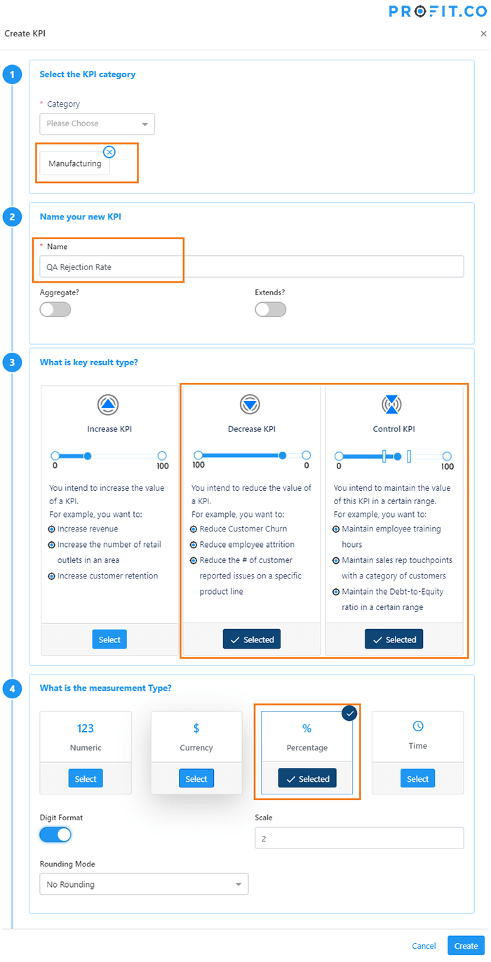 How to create a new KPI? Q&A Profit.co
